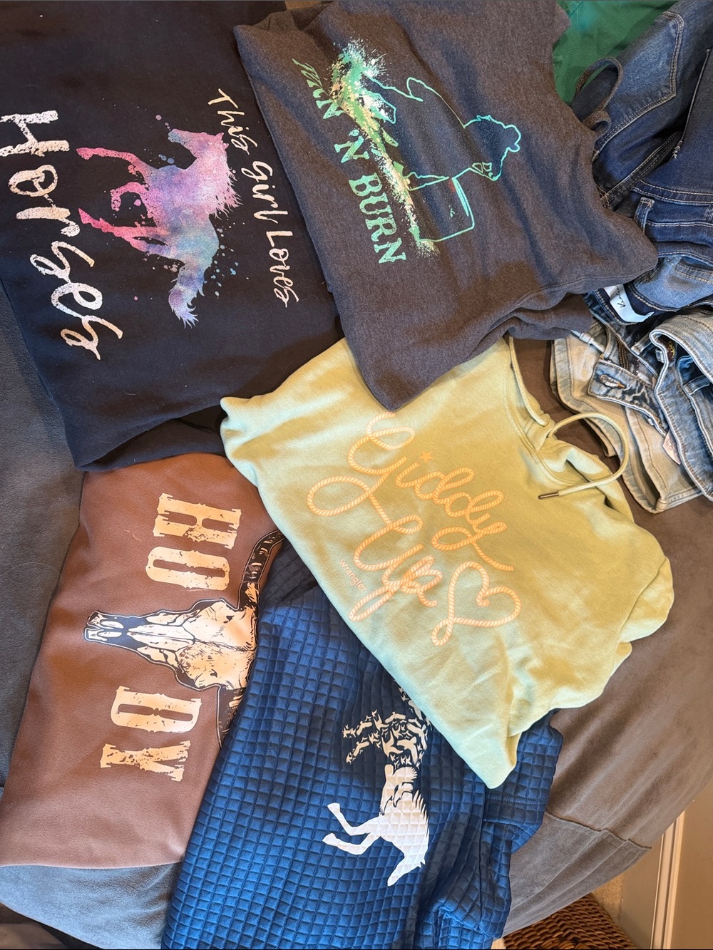 Lot of 5 Hoodies- Western/Barrel Racer. Small